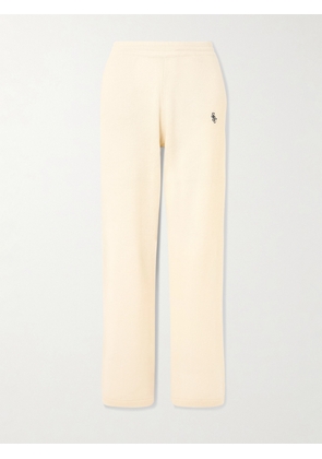 Sporty & Rich - Embroidered Cashmere And Wool-blend Track Pants - Neutrals - x small,small,medium,large,x large