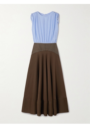 Abadia - Nuri Striped Cotton And Silk-blend And Crepe Midi Dress - Metallic - US2,US4,US6,US8,US10,US12