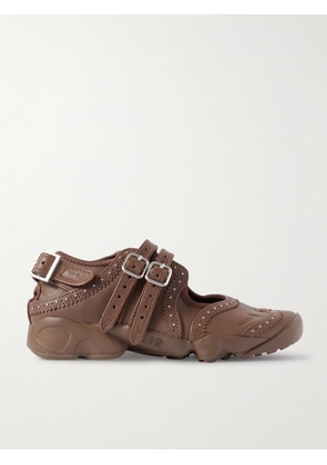 Nike - Air Rift Embellished Leather Split-toe Sneakers - Brown - US Women’s 5,US Women’s 6,US Women’s 7,US Women’s 8,US Women’s 9,US Women’s 10,US Women’s 11,US Women’s 12