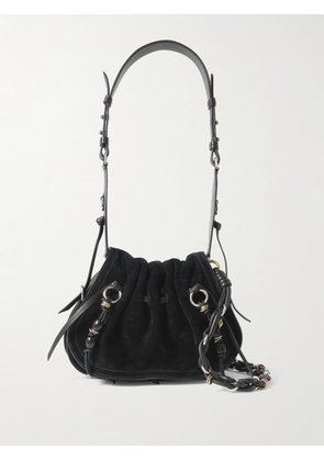 Isabel Marant - Bolton Tasseled Leather-trimmed Suede Shoulder Bag - Black - One size