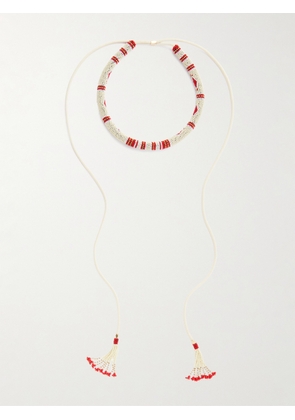 Isabel Marant - Nina Beaded Glass And Cord Necklace - White - One size