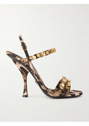 Dolce & Gabbana - Crystal-embellished Leopard-print Satin Sandals - Animal print - IT35,IT36,IT37,IT38,IT38.5,IT39,IT39.5,IT40,IT41