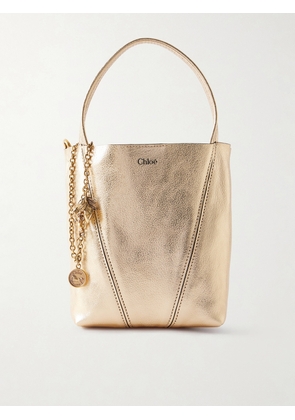Chloé - Spin Small Embellished Paneled Textured-leather Tote - Gold - One size