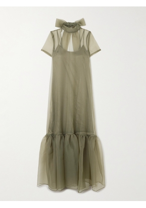 STAUD - Calluna Ruffled Organza Maxi Dress - Green - x small,small,medium,large,x large