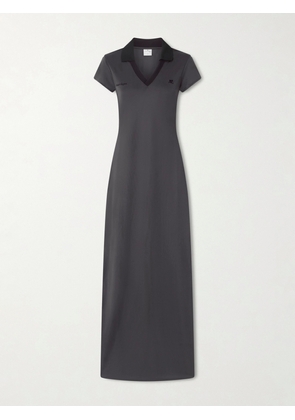 COURREGES - Embroidered Jersey Maxi Dress - Gray - x small,small,medium,large,x large,xx large
