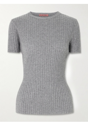 The Elder Statesman - Ribbed Cashmere T-shirt - Gray - x small,small,medium,large
