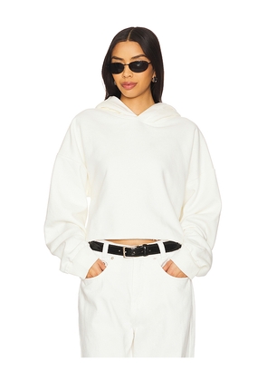 Lapointe Cotton Cropped Sweatshirt in Ivory. Size L. Also in S, XS.