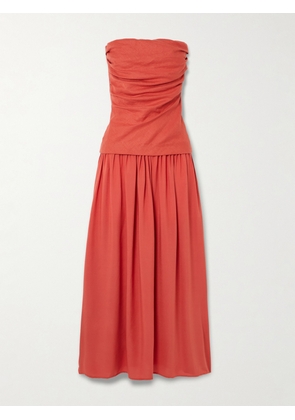 Faithfull - Hedy Layered Gathered Linen And Crepe Maxi Dress - x small,small,medium,large,x large