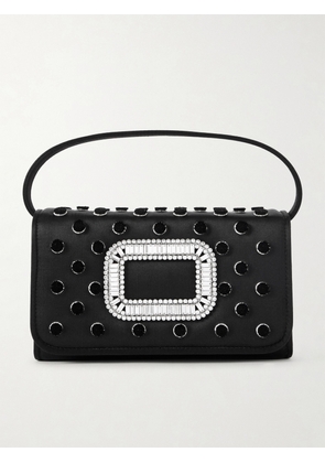 Roger Vivier - Pilgrim Buckle-embellished Satin Clutch - Black - One size