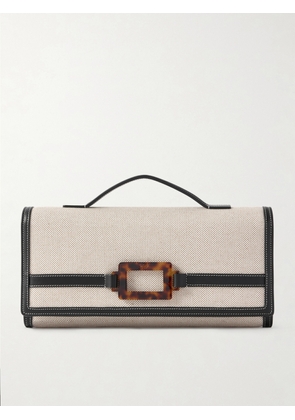 Roger Vivier - Belle Vivier Buckled Canvas Clutch - Neutrals - One size