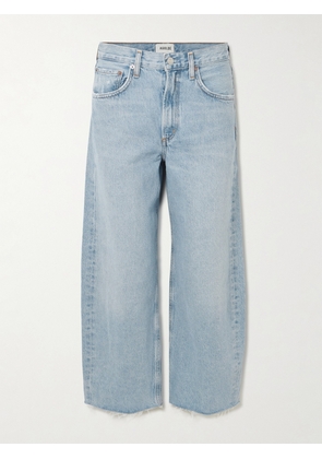 AGOLDE - Low Curve Fray High-rise Wide-leg Jeans - Blue - 23,24,25,26,27,28,29,30,31,32