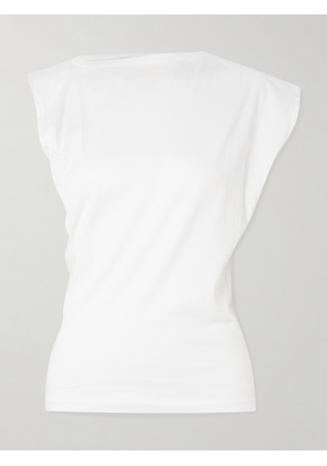 AGOLDE - Beth Draped Organic-cotton Jersey T-shirt - White - x small,small,medium,large,x large