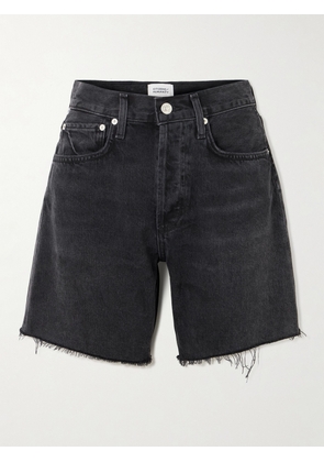 Citizens of Humanity - Marlow Frayed Denim Shorts - Black - 23,24,25,26,27,28,29,30,31,32