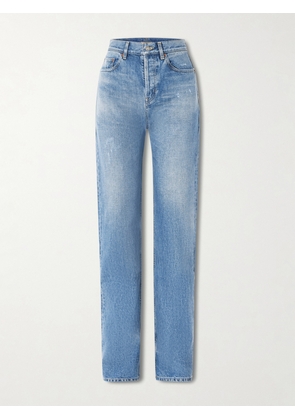 SAINT LAURENT - Distressed High-rise Straight-leg Jeans - Blue - 26,27,28,29,30