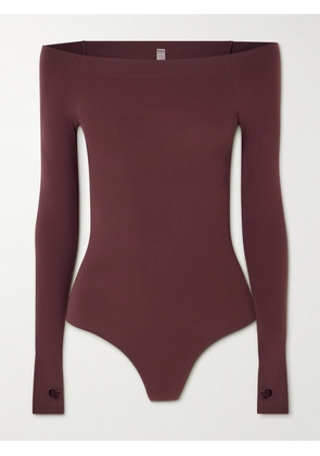 Commando - Ballet Off-the-shoulder Stretch-jersey Bodysuit - Burgundy - One size