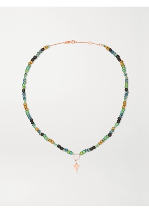 Diane Kordas - 14-karat Rose Gold, Bead And Diamond Necklace - Green - One size