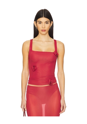 Maygel Coronel Zinnia in Red.