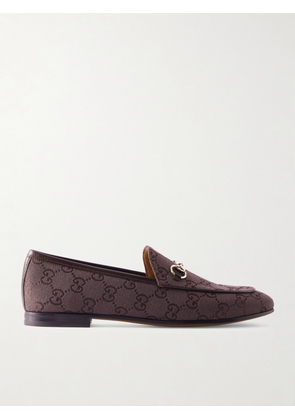 Gucci - Jordaan Horsebit-detailed Leather-trimmed Canvas-jacquard Loafers - Brown - IT36,IT37,IT37.5,IT38,IT38.5,IT39,IT39.5,IT40,IT41