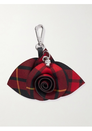 MCQUEEN - Silver-tone Checked Jacquard Bag Charm - Red - One size