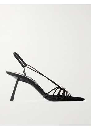 SAINT LAURENT - Jerry Logo-embellished Leather Slingback Sandals - Black - EU 37,EU 38,EU 39,EU 40