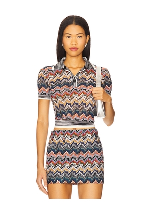 Missoni Polo Top in Blue,Teal,White. Size 36/0. Also in 42/6.