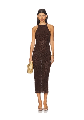 LIONESS Members Midi Dress in Chocolate. Size M. Also in S.