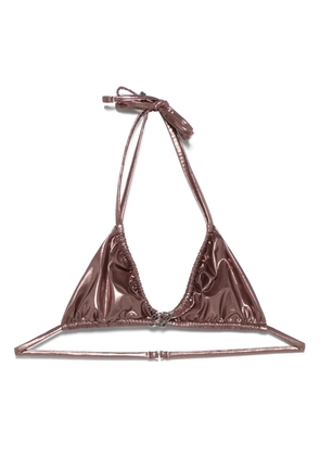 Blumarine rose laminated bikini top - Brown