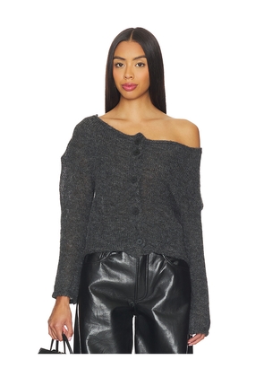 LIONESS Margaux Knit Top in Charcoal. Size S. Also in XS, XXS.