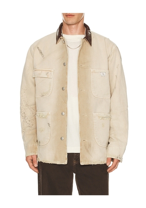 MISBHV Marfa Twill Work Jacket in Cream. Size M. Also in XL/1X.