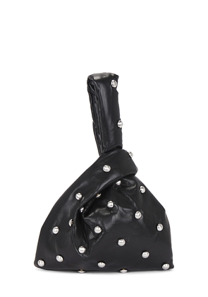 Nanushka Jen Mini Clutch in Black,Metallic Silver.