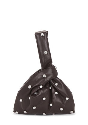 Nanushka Jen Mini Clutch in Chocolate,Metallic Silver.