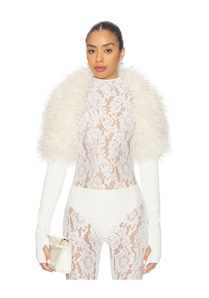 Norma Kamali Long Sleeve Shruggie in Cream. Size M. Also in S, XS.