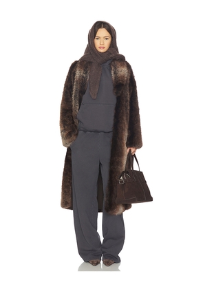 Line & Dot Cairo Faux Fur Coat in Brown. Size M/L. Also in S/M.