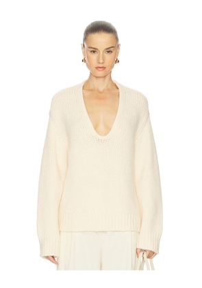 L'Academie By Marianna Kindall V Neck Sweater in Beige. Size L. Also in M, S, XL, XS, XXS.