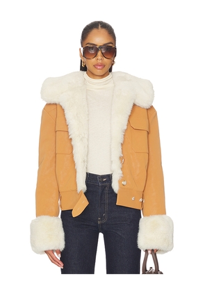 Lovers and Friends James Faux Leather Jacket in Brown. Size L. Also in M, S, XL, XS, XXS.