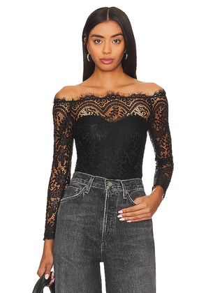superdown Rivka Off Shoulder Bodysuit in Black. Size M. Also in L, S, XS, XXS.