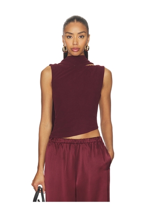 MADISON THE LABEL Netta Scarf Top in Wine. Size L. Also in M, S, XS.