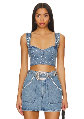 Show Me Your Mumu Shania Top in Blue. Size L. Also in M, S, XL, XS.