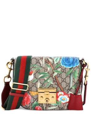 Gucci Pre-Owned Padlock Saddle Tian Print GG Coated Canvas Medium shoulder bag - Brown