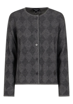 Emporio Armani diamond-pattern button cardigan - Grey