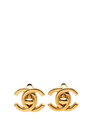 CHANEL Pre-Owned 1996 Gold Plated CC Turn Lock Clip On Earrings costume earrings