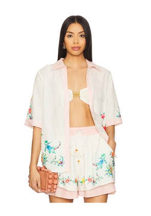 Sancia X Revolve Veleria Shirt in Ivory,Pink. Size L. Also in M.