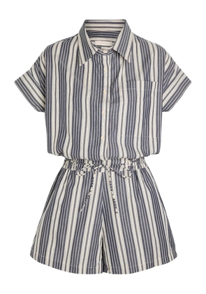 Faithfull the Brand Cyrene striped cotton playsuit - Blue