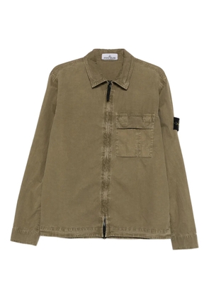 Stone Island chest-pocket zip-up shirt jacket - Green