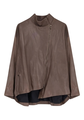 ixos asymmetrical zip-fastening leather jacket - Brown