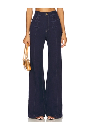 SAU LEE Dylan Denim Pant in Blue. Size 0. Also in 2, 4, 6, 8.