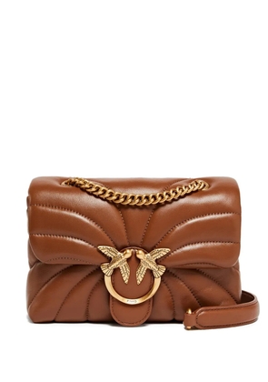 PINKO mini Love quilted bird cross body bag - Brown