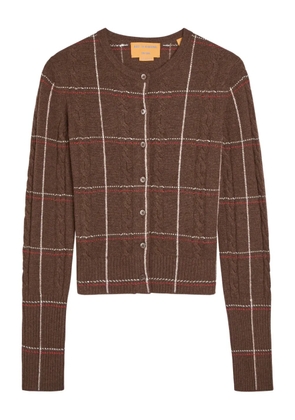 Guest In Residence Jane cable-knit checked cardigan - Brown