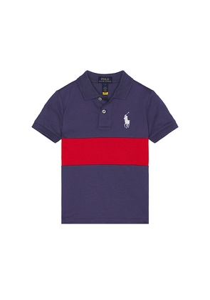 Polo Ralph Lauren Kids Short Sleeve Cotton Jersey Center Stripe Polo in Blue. Size 3. Also in 5.