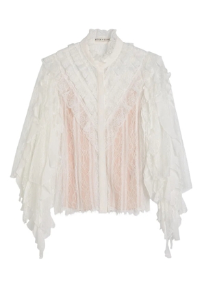 alice + olivia Rheba ruffled lace blouse - White